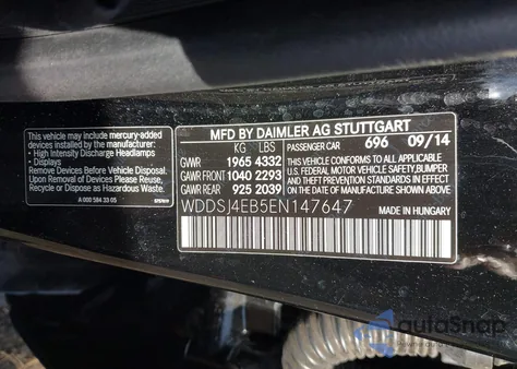 2014 Mercedes-Benz Cla 250 из США, поврежденный, VIN WDDSJ4EB5EN147647